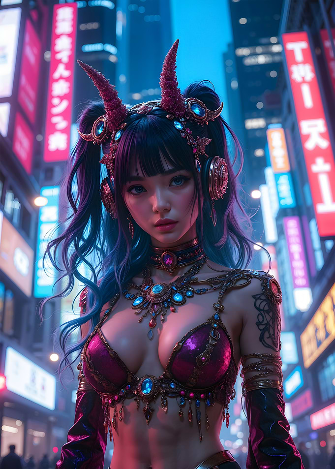 Cyberpunk Demon Girl