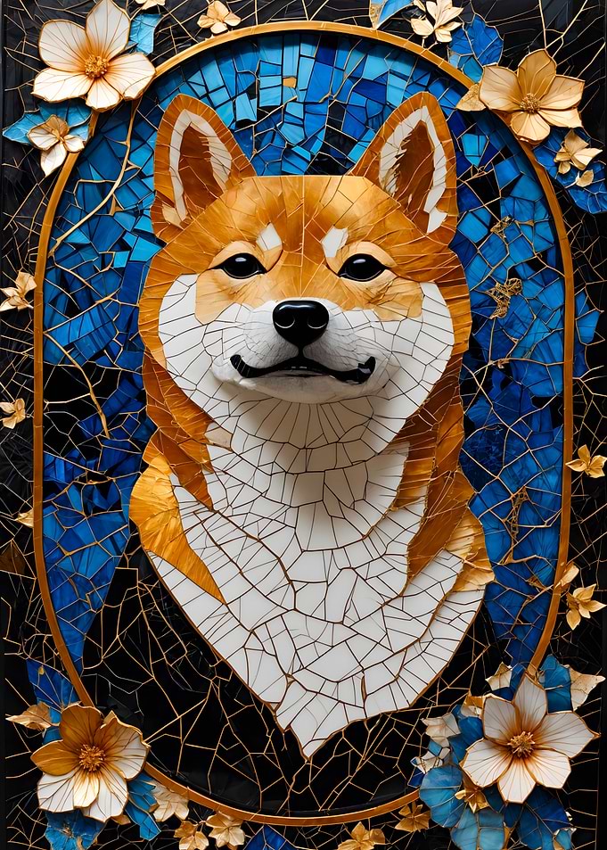 Shiba Inu Dog Kintsugi Art