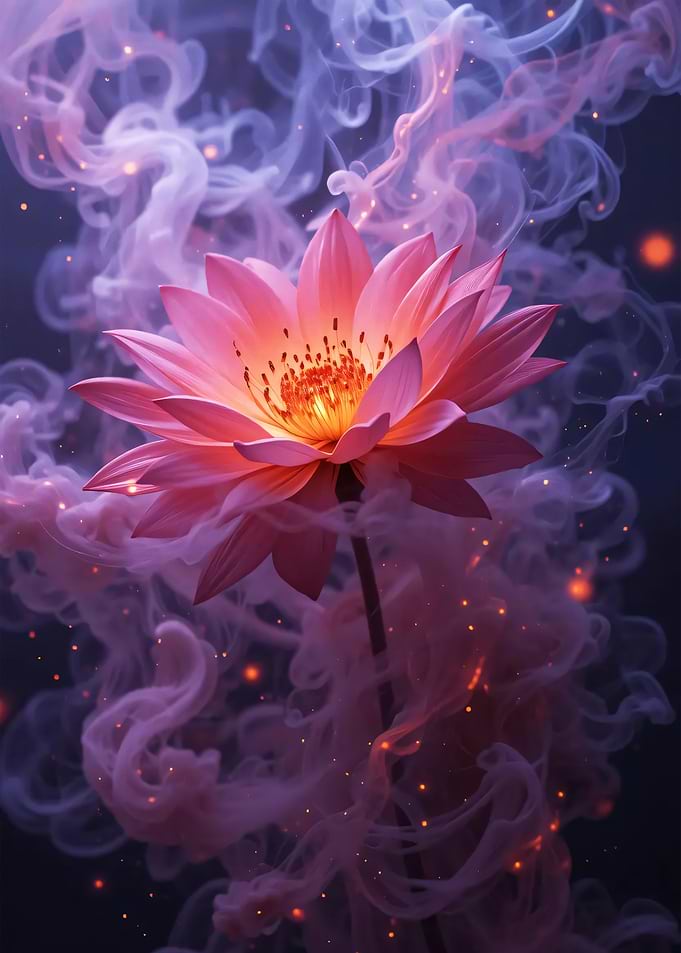 Pink Lotus in Smoke