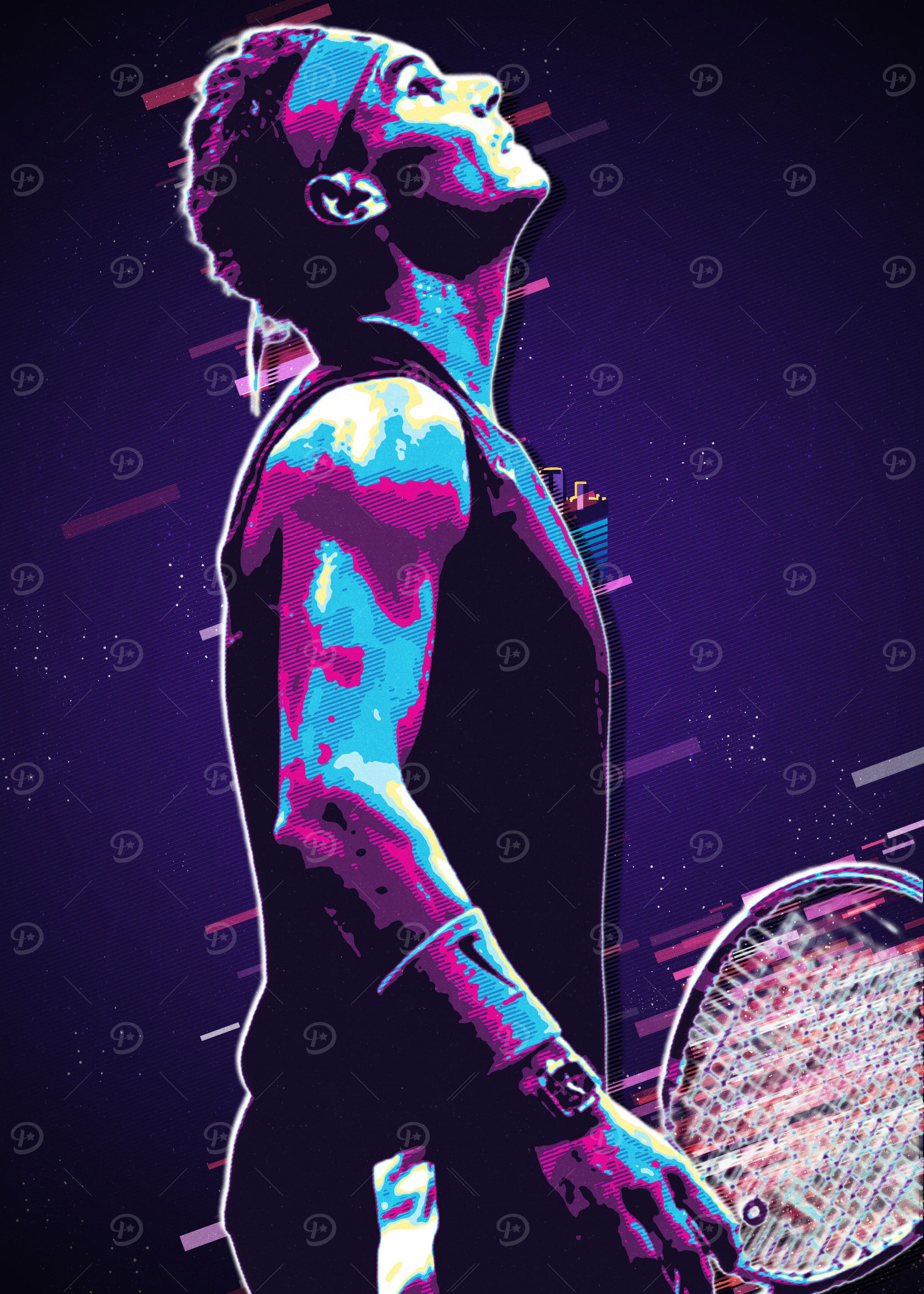 Rafa nadal Tennis Player in Neon