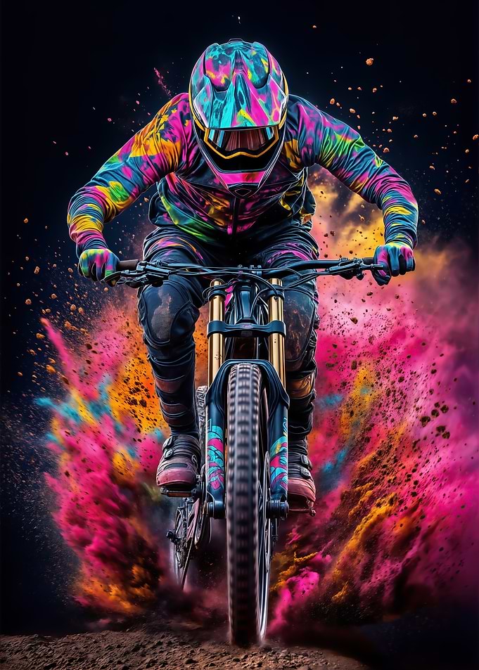 Mountain Biker in Color Blast