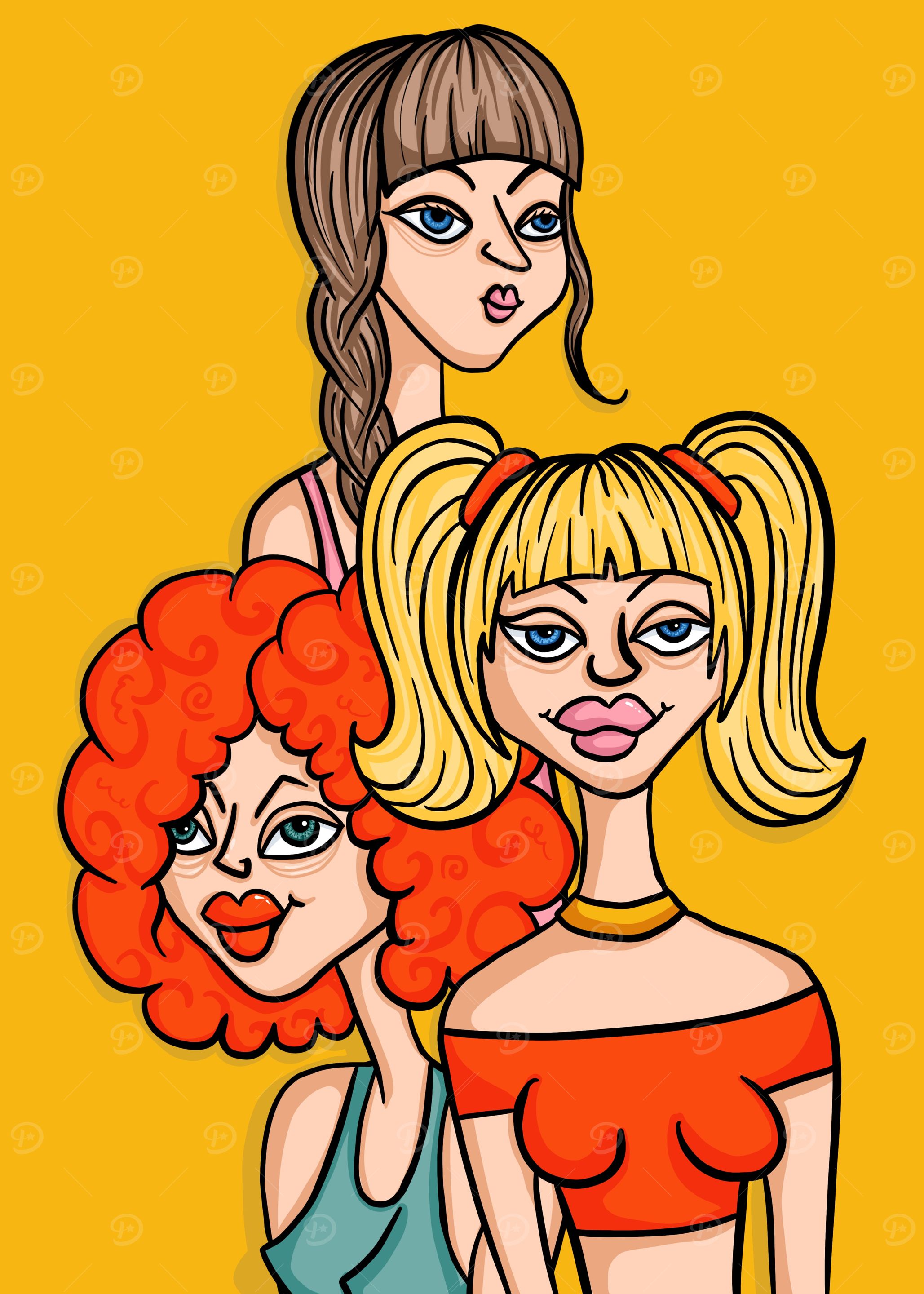 Three Cartoon Girls