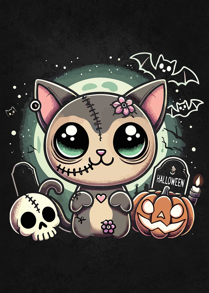 Cute Halloween Zombie Cat