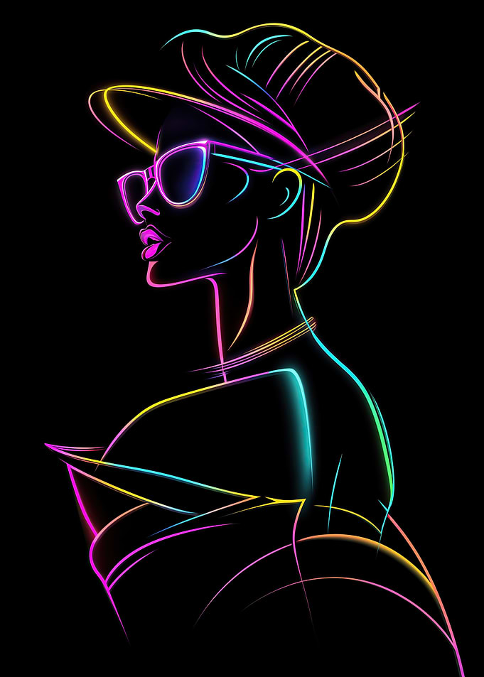 Neon Woman Silhouette