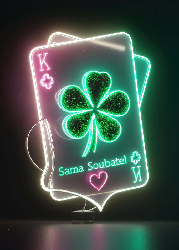 Neon Clover Card Sign