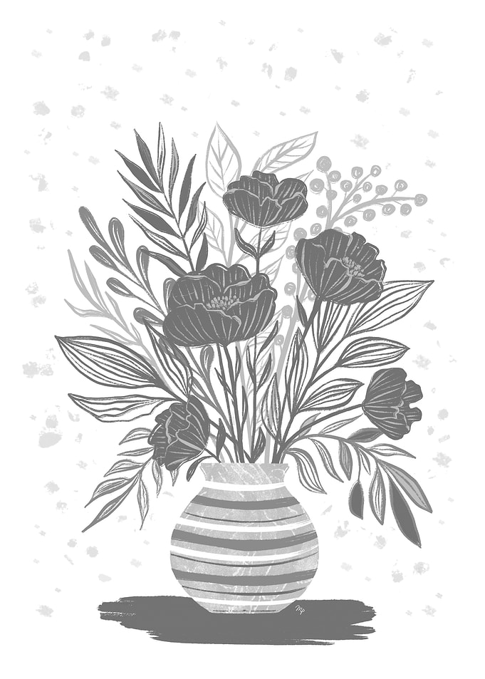 Gray Floral Bouquet
