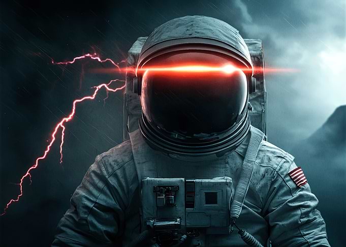 Astronaut with Red Eyes