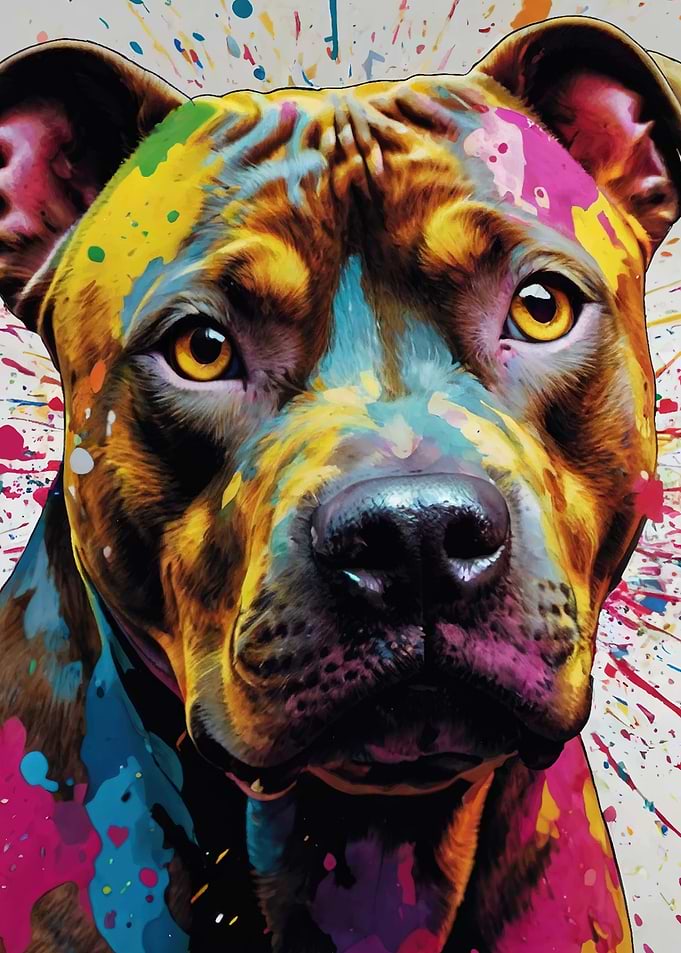 Colorful Pitbull Portrait