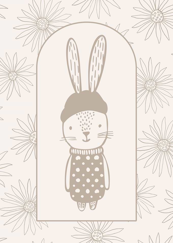 Cute Bunny with Flowers