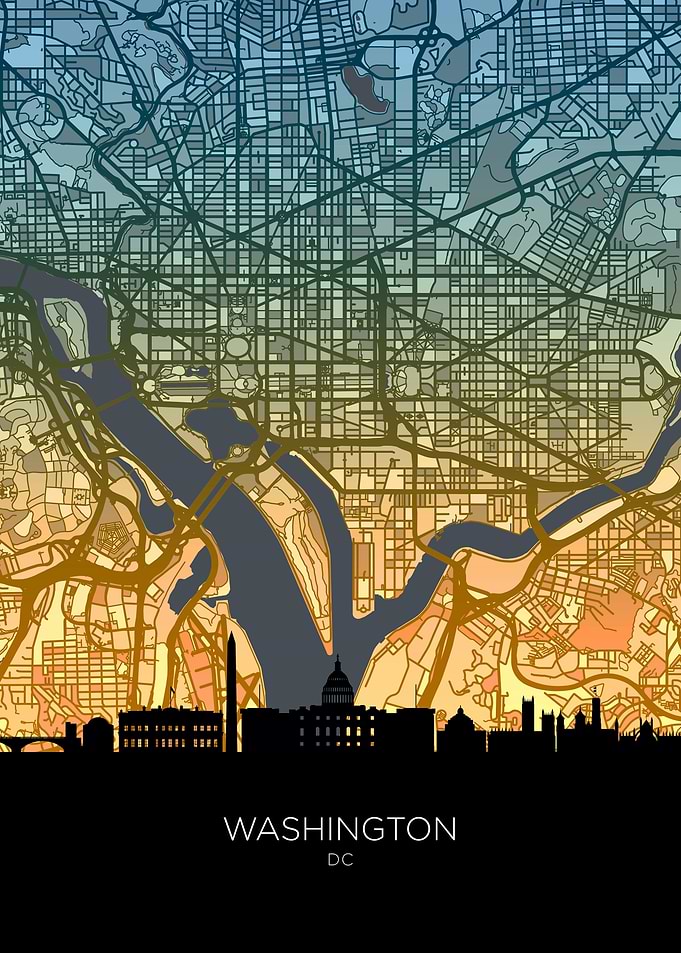 Washington DC Skyline Map