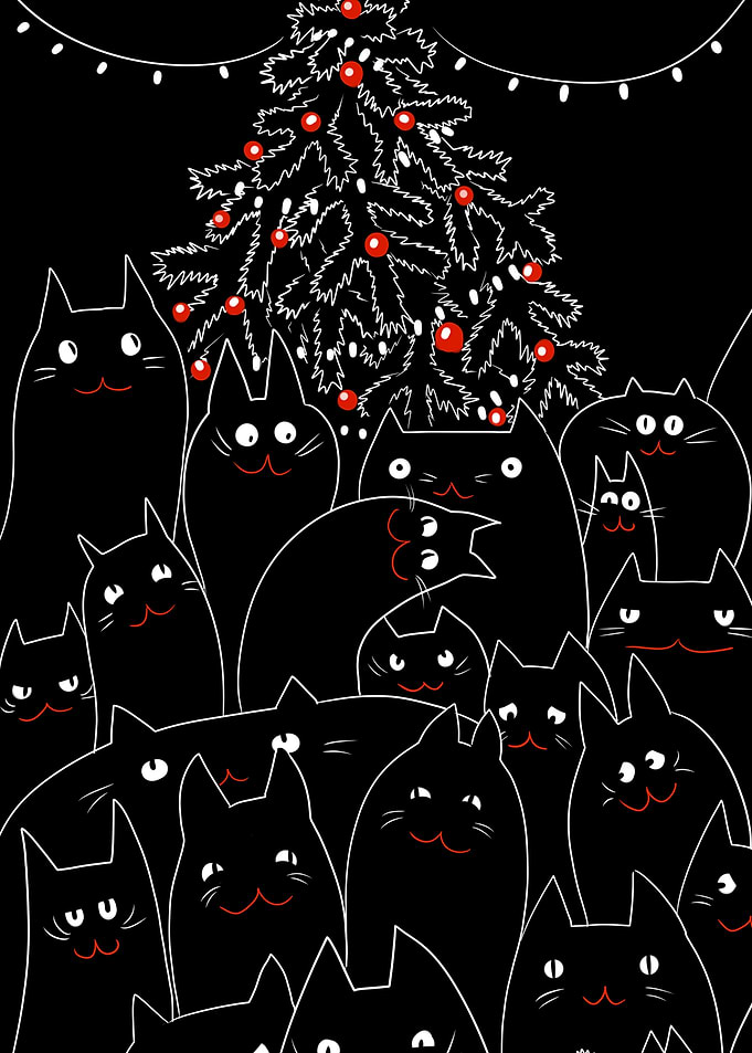Black Cats Christmas Tree