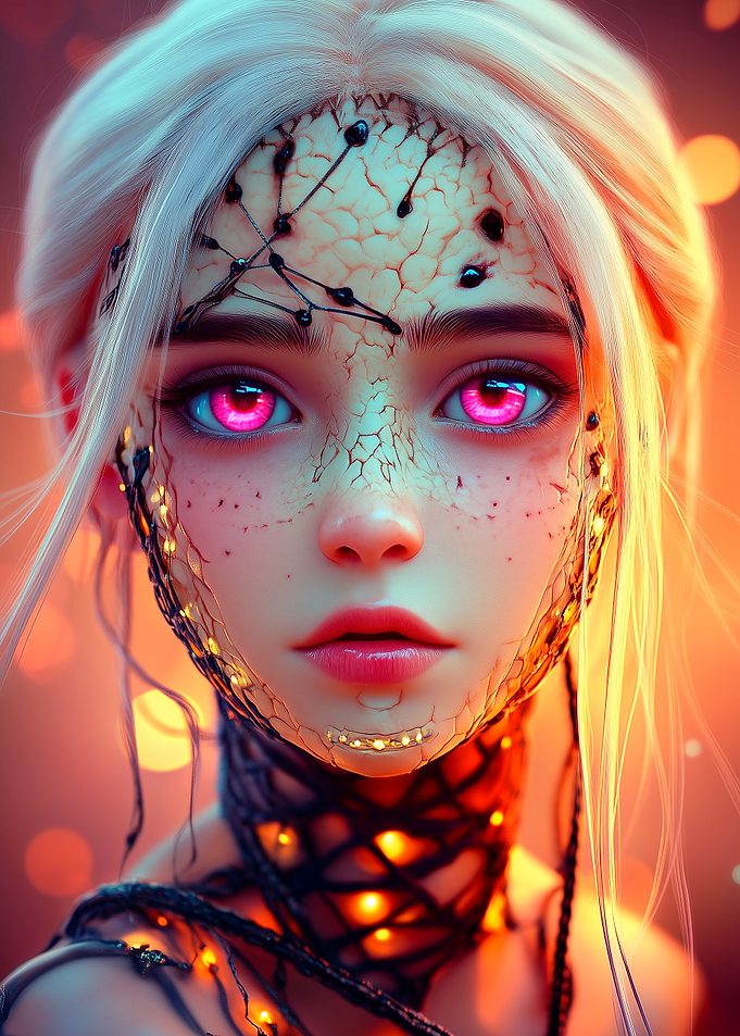 Cyberpunk Woman with Glowing Skin