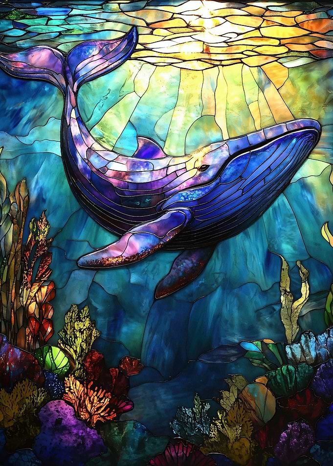 Stained Glass Whale