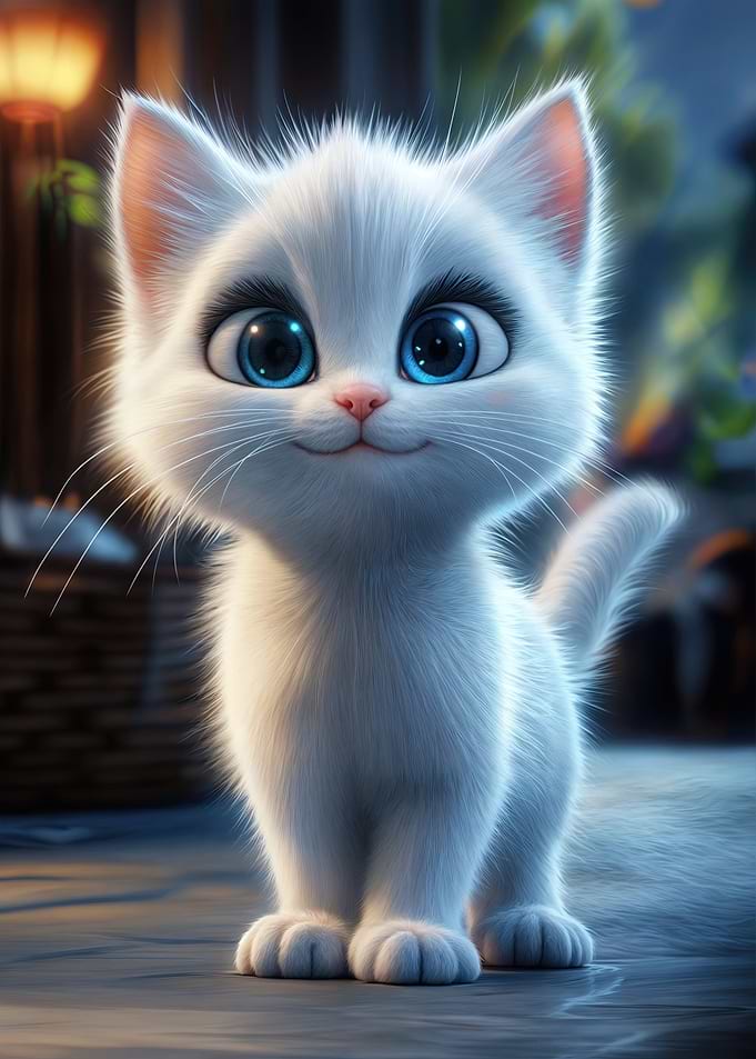 Cute White Kitten Poster