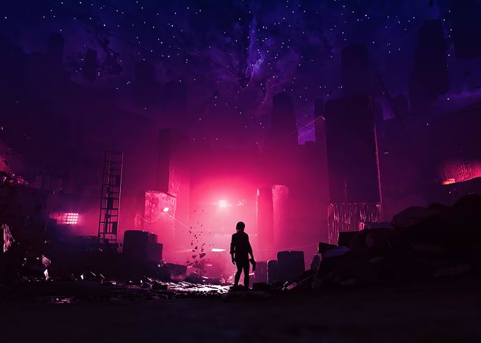 Silhouette in Neon City