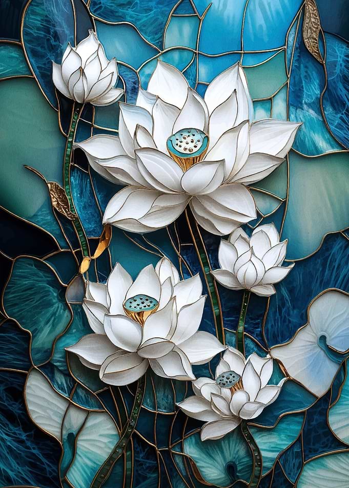 Stained Glass Lotus Flowers