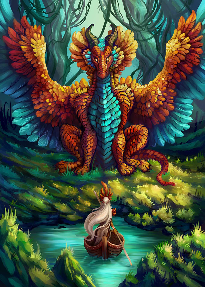 Tropical Dragon River in Forest