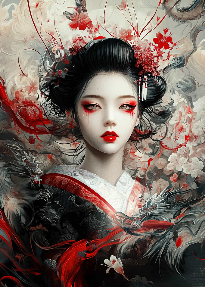 Geisha with Dragon
