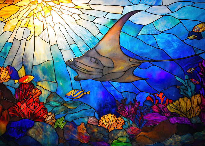 Stained Glass Manta Ray
