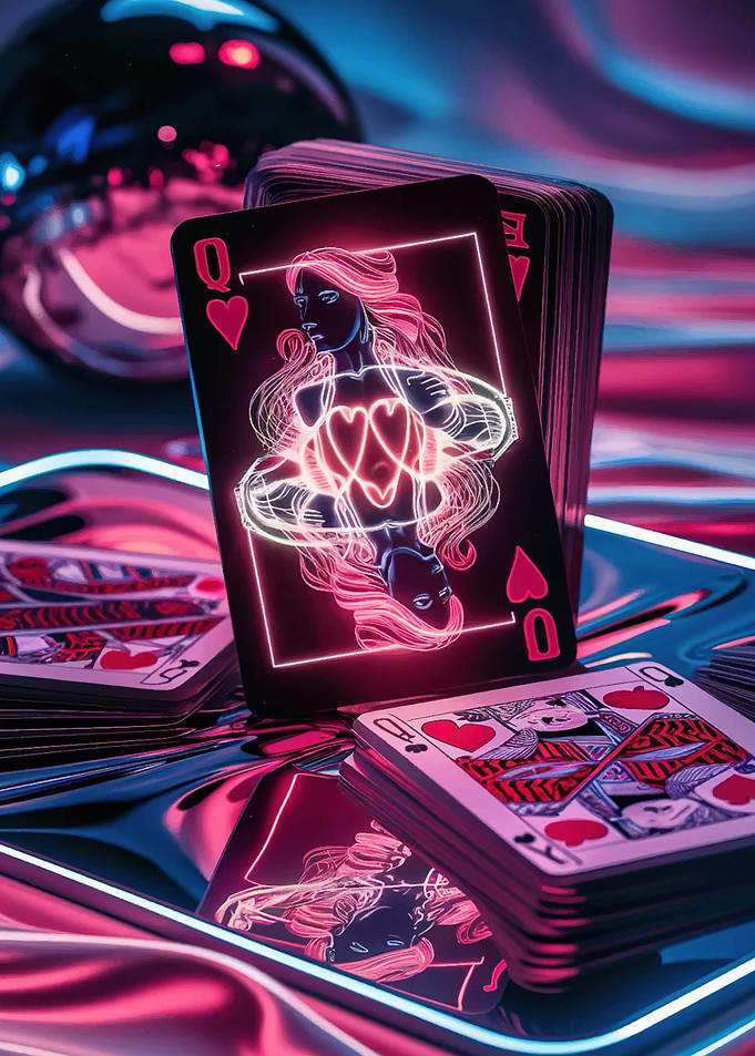 Queen of Hearts Neon Art