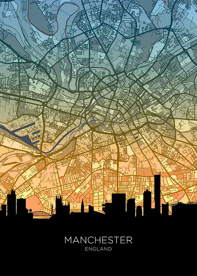 Manchester Skyline Map