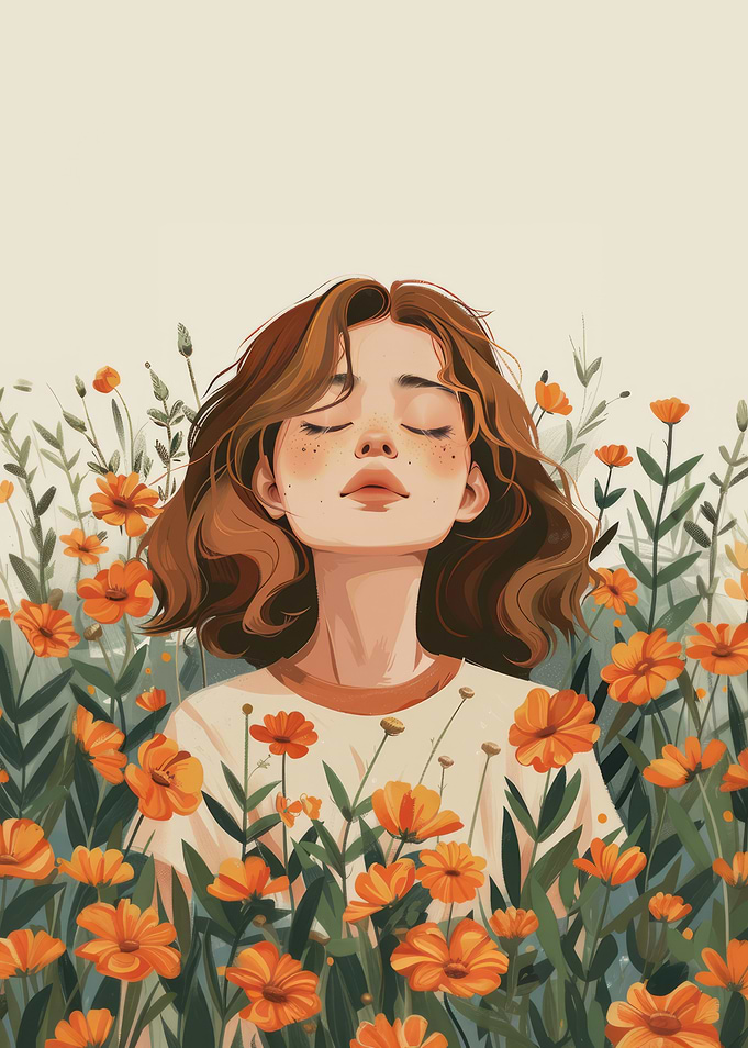 Girl in Flower Field