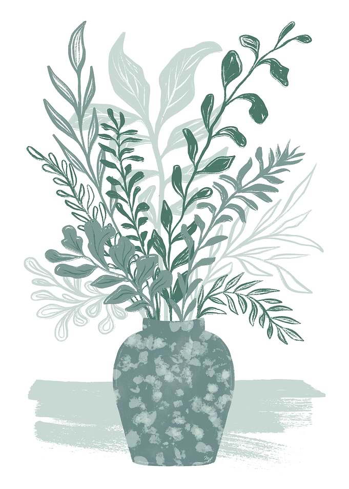 Green Floral Vase