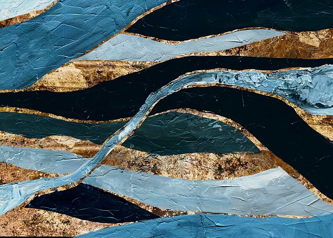Abstract Blue and Gold Art