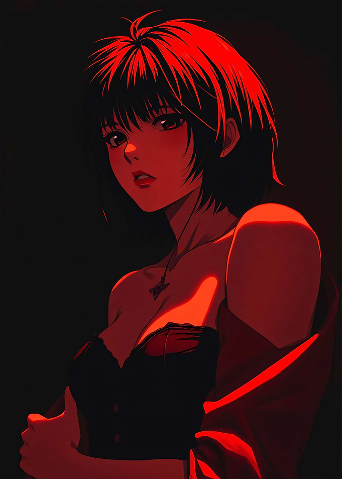 Anime Girl in Red Light
