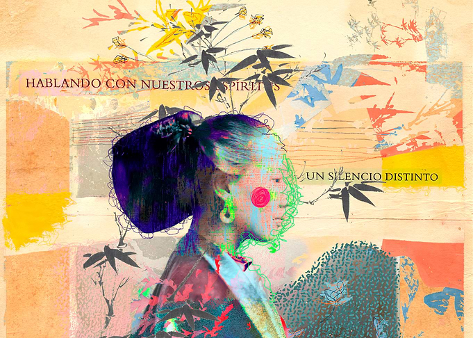 Collage with Woman and Flowers