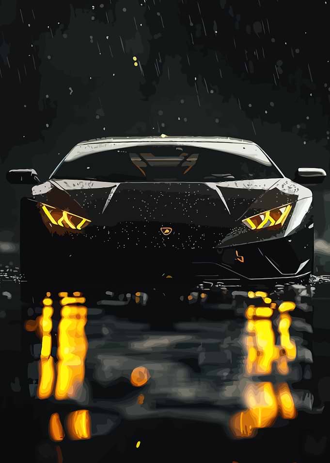 Black Lamborghini in Rain