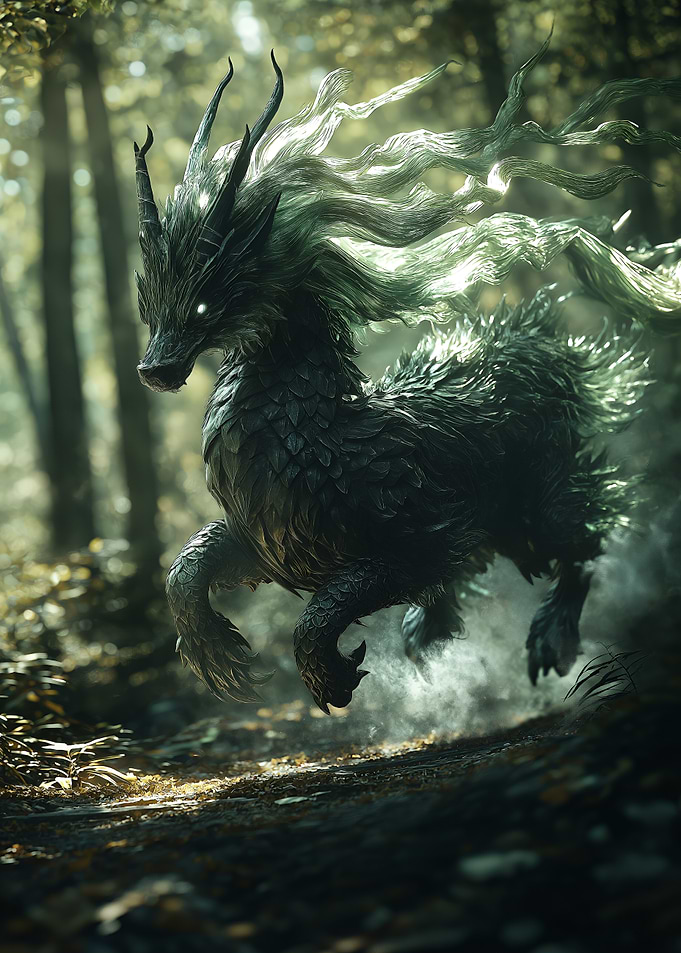 Black Dragon in Forest