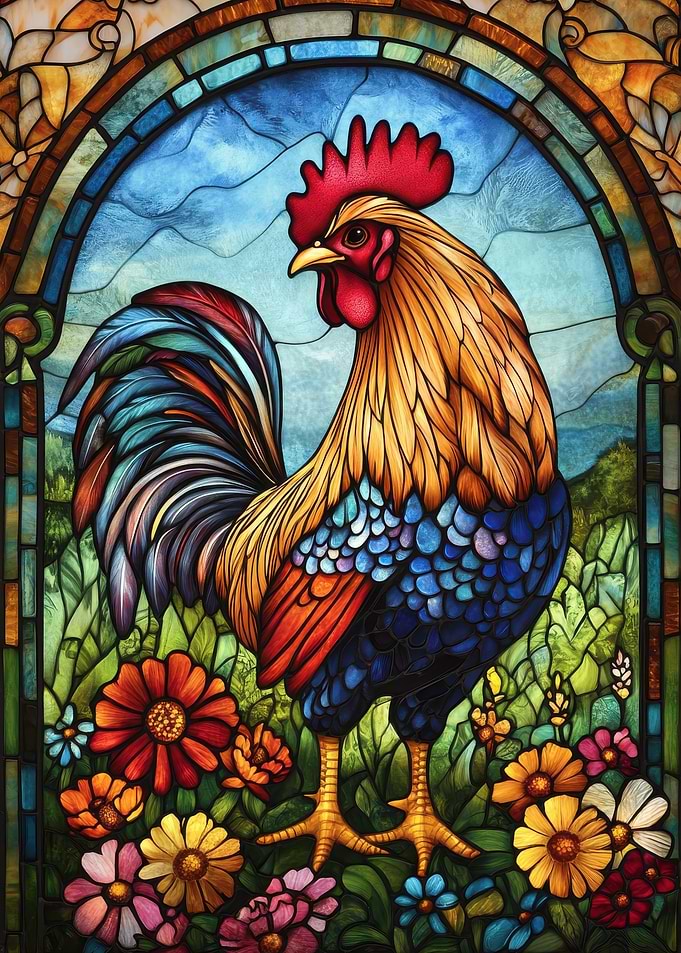 Stained Glass Rooster