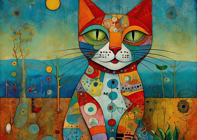 Vibrant Cat Painting