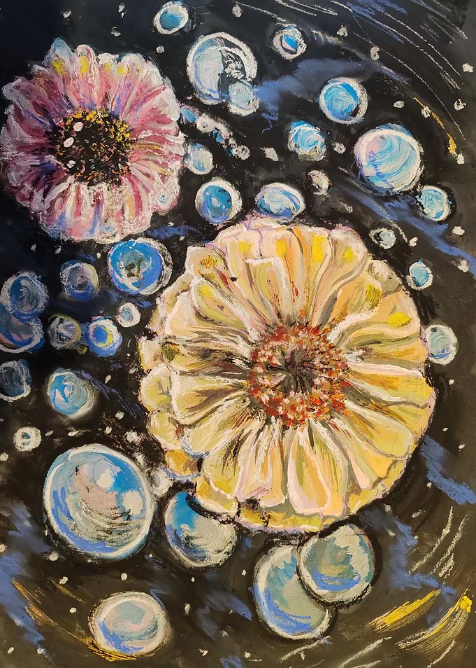 Chrysanthemums and Bubbles