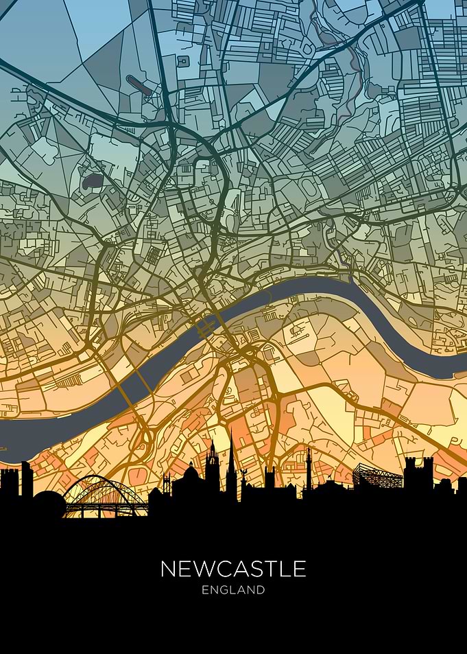 Newcastle Skyline Map