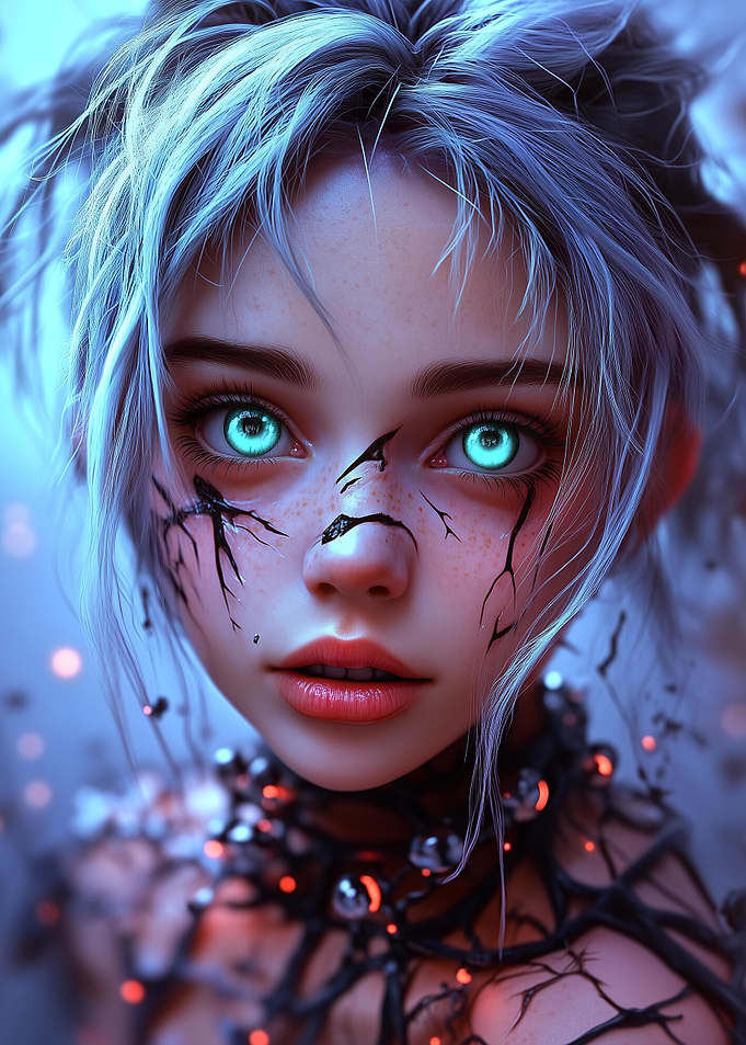 Cyberpunk Girl with Glowing Eyes