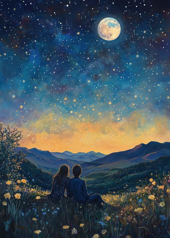 Couple Under Starry Sky