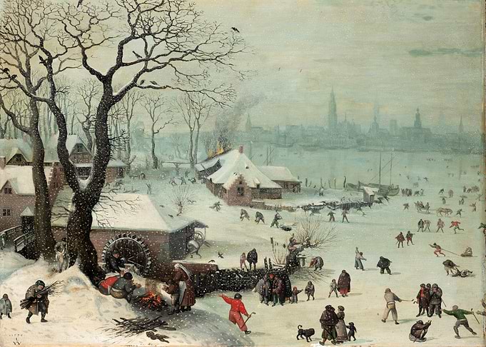 Winter Landscape with Ice Skating