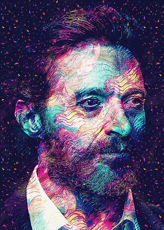 Abstract Portrait with Colorful Lines