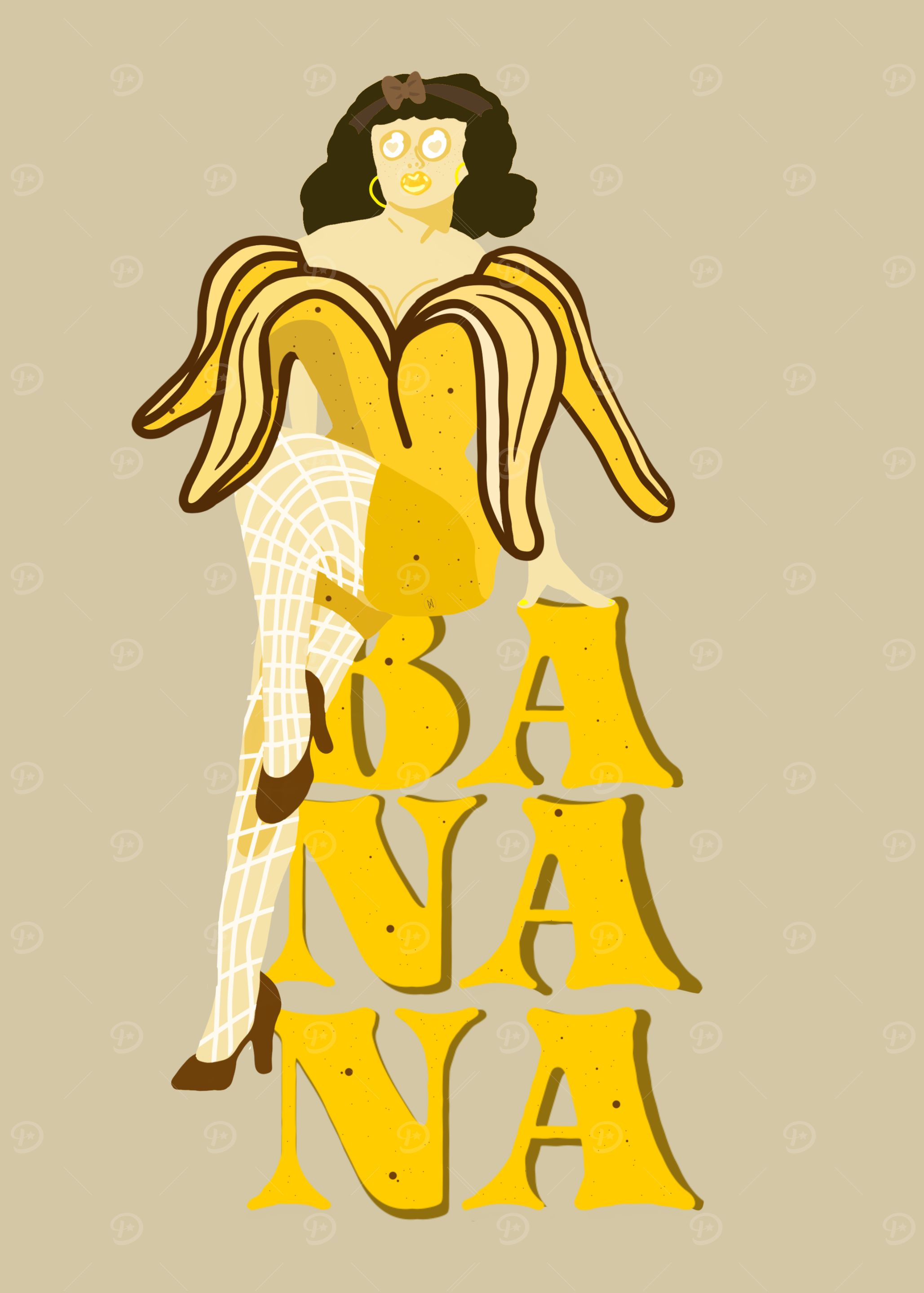 Banana Vintage Pinup Art Print