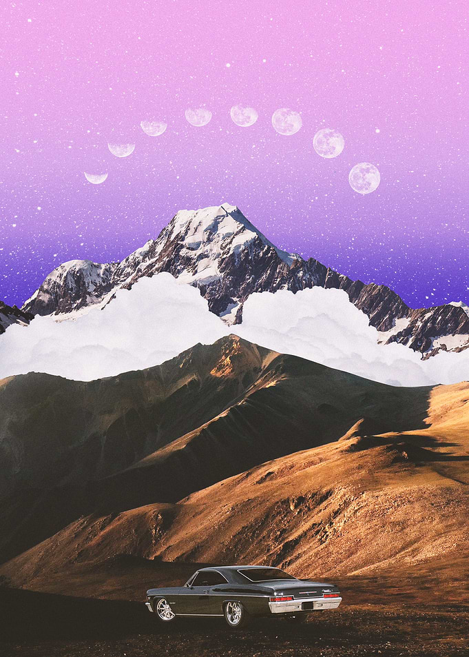 Classic Car Mountain Landscape