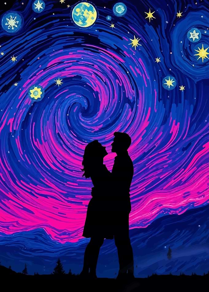 Starry Night Romantic Couple