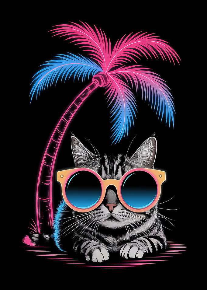 Cool Cat on Vacation Palm Tees