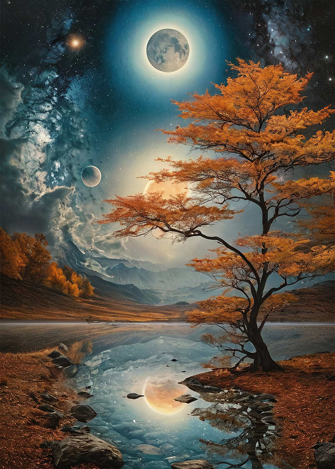 Autumn Night Sky on an Alien World