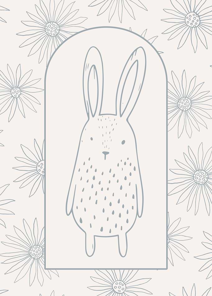 Cute Bunny with Flowers