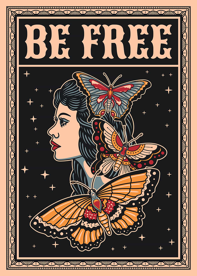 Be Free Butterfly Illustration