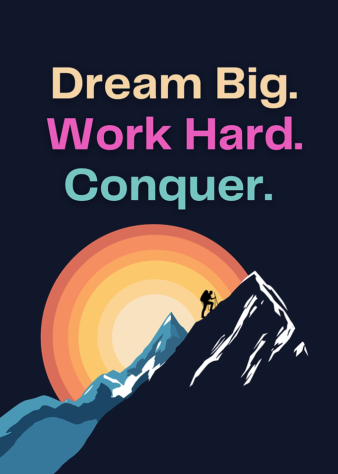 Dream Big, Work Hard, Conquer Motivational Quote