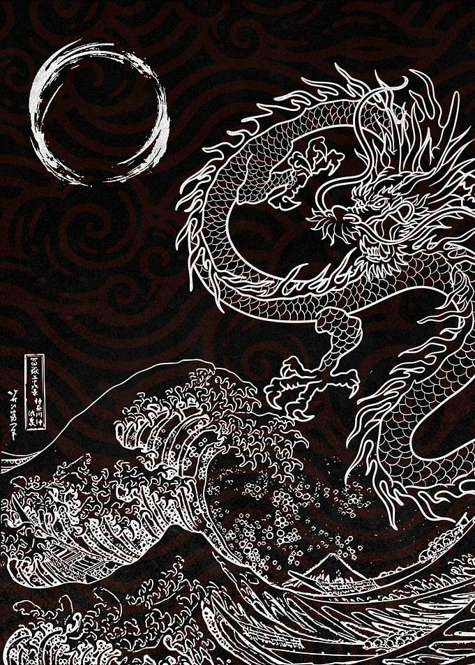 Japanese Dragon & Wave