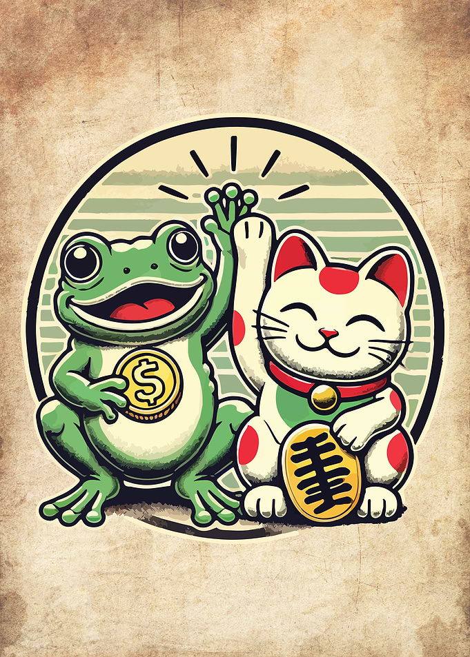 Maneki Neko and Jin Chan - Money, Success, Luck, Prosperity